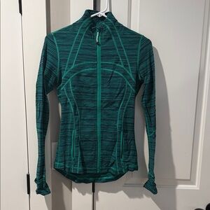 Lulu Lemon Green Striped Zip-Up Jacket